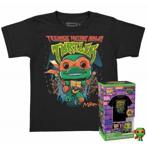 Funko Pocket Pop!  Tee (Child): Teenage Mutant Ninja Turtles Mutant Mayhem - Michelangelo Vinyl Figure and T-Shirt (L)