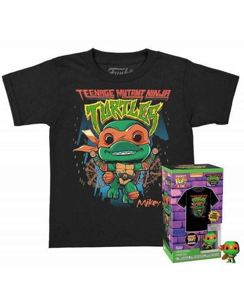 Funko Pocket Pop!  Tee (Child): Teenage Mutant Ninja Turtles Mutant Mayhem - Michelangelo Vinyl Figure and T-Shirt (L)