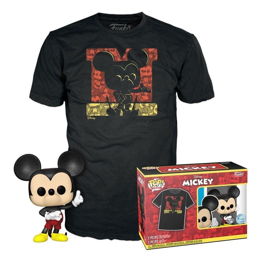 Funko Boxed Pop!  Tees (Adult): Disney - Mickey Mouse (Diamond Collection) (Special Edition) Vinyl Figure  T-Shirt (L)