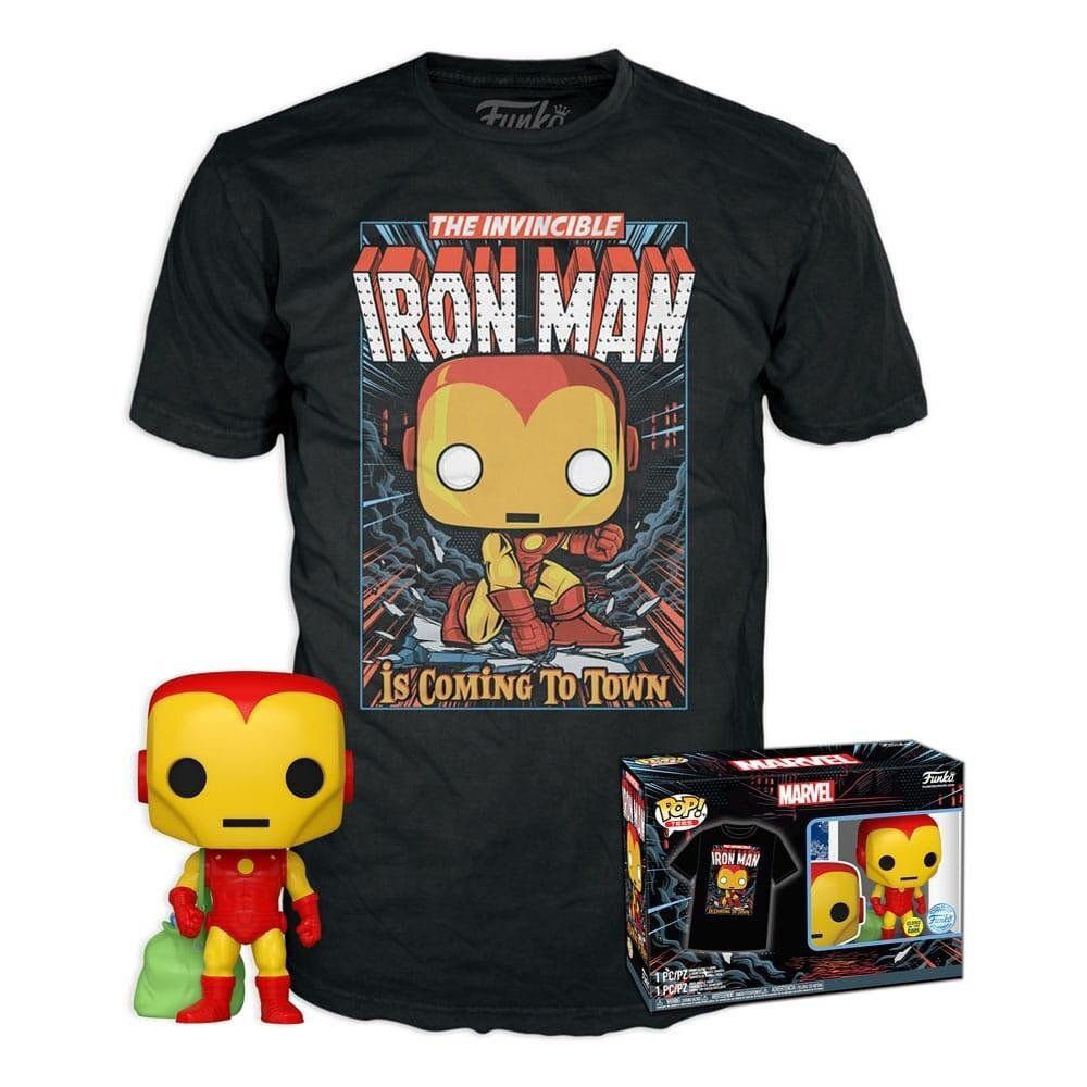 Funko Pop!  Tee (Adult): Marvel - Holiday Iron Man (Glows in the Dark) Vinyl Figure  T-Shirt (S)