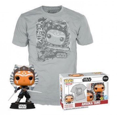 Funko Boxed Pop!  Tees (Adult): Disney Star Wars - Ahsoka Tano (Glows in the Dark) Bobble-Head Vinyl Figure  T-Shirt (S)
