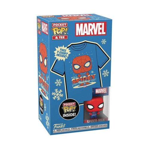 Funko Pocket Pop!  Tee (Child): Marvel - Holiday Spiderman Vinyl Figure  T-Shirt (S)