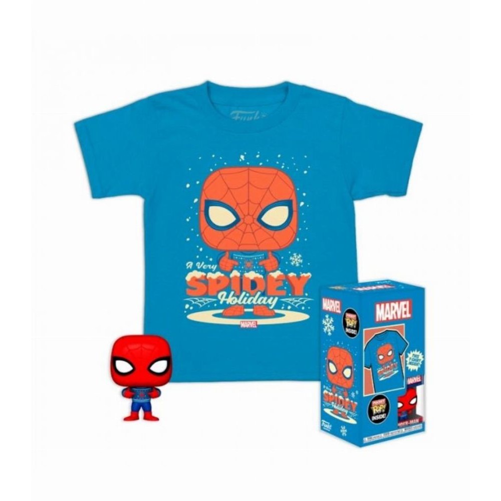 Funko Pocket Pop!  Tee (Child): Marvel - Holiday Spiderman Vinyl Figure  T-Shirt (XL)