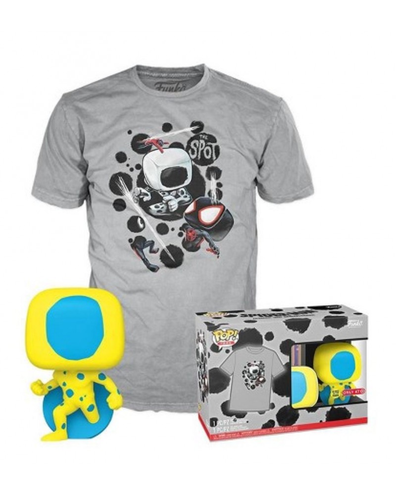 Funko Pop!  Tee (Adult) Marvel: Spider-Man Across the Spider-Verse - The Spot (Blacklight) (Special Edition) (Glows in the Dark) Bobble-Head Vinyl Figure and T-Shirt (L)