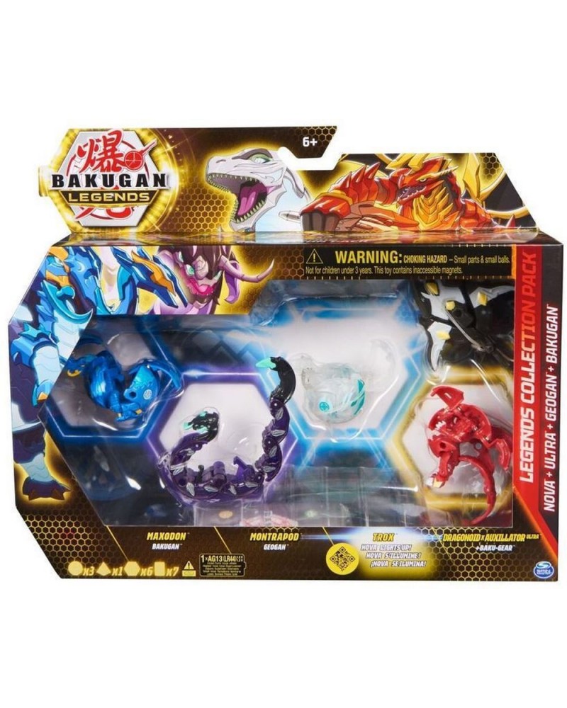 Spin Master Bakugan: Legends Collection Pack - Nova + Ultra + Geogan + Bakugan - Maxodon/Montrapod/Trox/Dragonoid x Auxillataur Ultra (20140074)