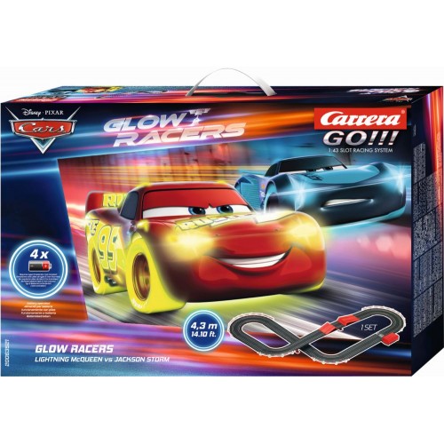 Carrera GO!!! Set: Disney Cars - Glow Racers Lightning McQueen VS Jackson Storm - Battery Operated 1:43 (20063521)