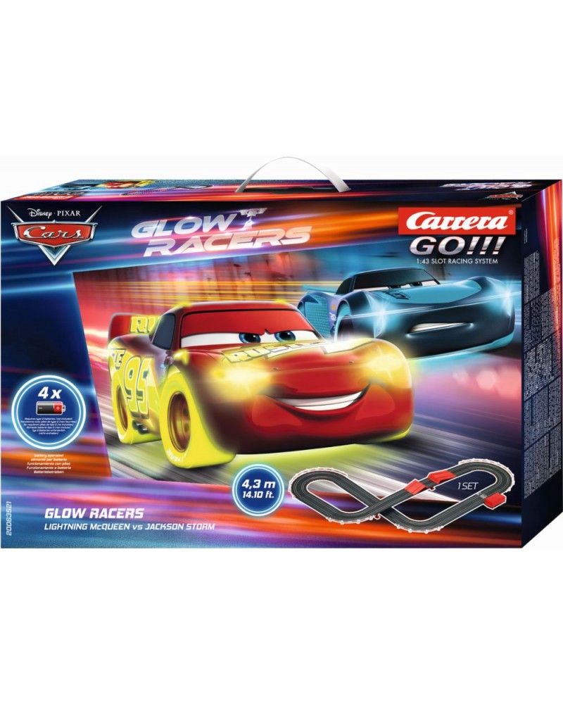 Carrera GO!!! Set: Disney Cars - Glow Racers Lightning McQueen VS Jackson Storm - Battery Operated 1:43 (20063521)