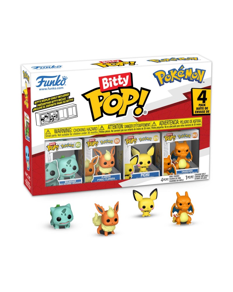 Funko Bitty Pop! 4-Pack: Pokemon - Bulbasaur, Flareon, Pichu, Charizard Vinyl Figures