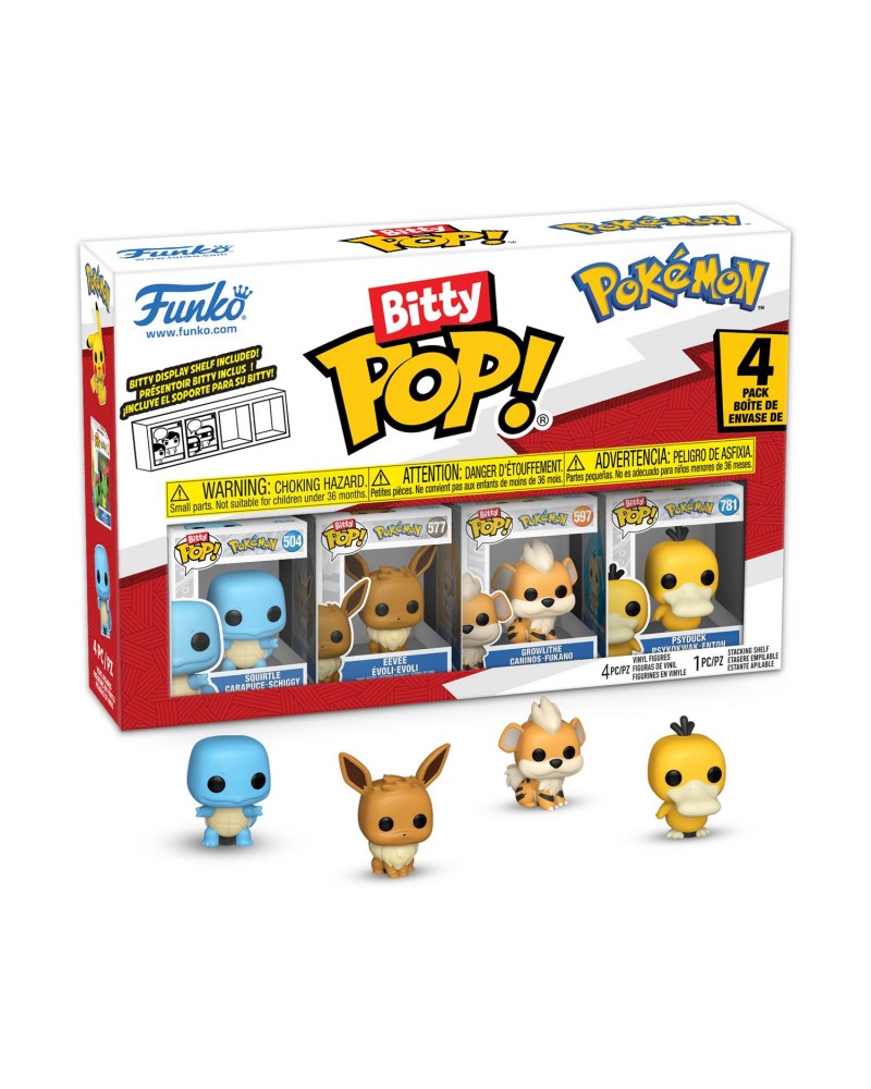 Funko Bitty Pop! 4-Pack: Pokemon - Squirtle, Eevee, Growlith, Psyduck Vinyl Figures