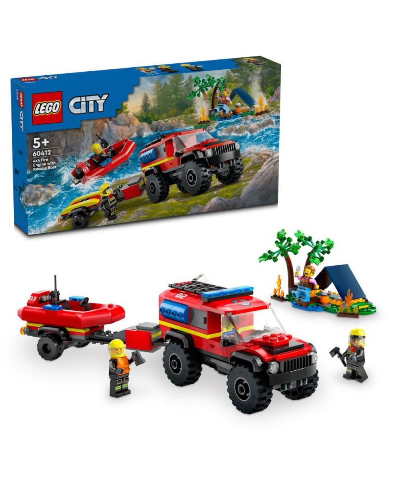 LEGO® City: 4x4 Fire Truck with Rescue Boat Toy (60412)