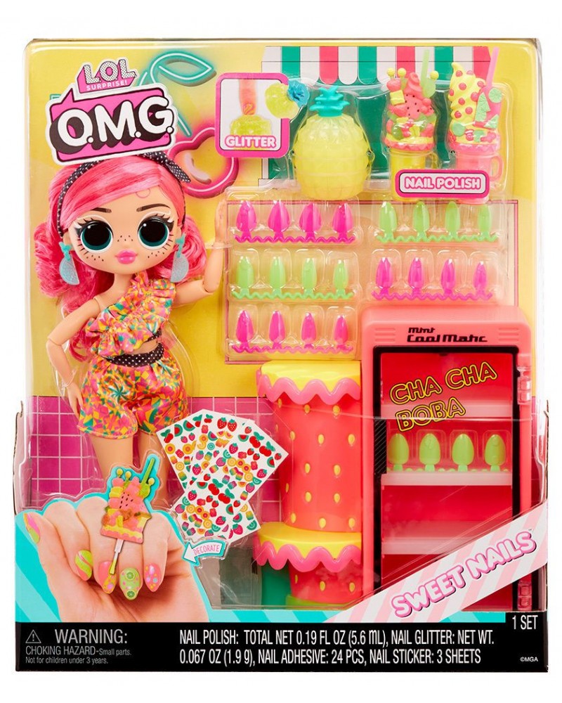 MGA L.O.L. Surprise!: O.M.G. Sweet Nails™ - Pinky Pops Fruit Shop Doll (503842-EUC)