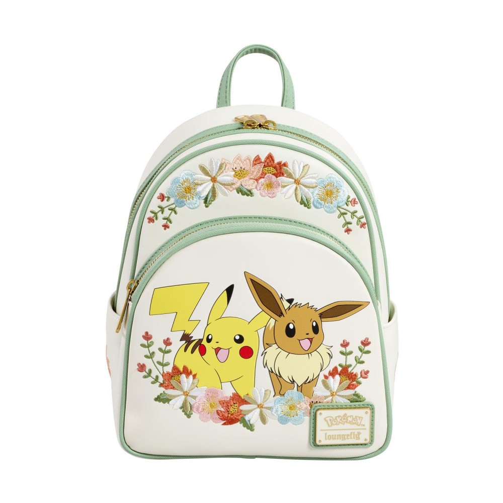 Loungefly Pokemon: Pikachu &amp; Eevee Floral Mini Backpack (PMBK0284)