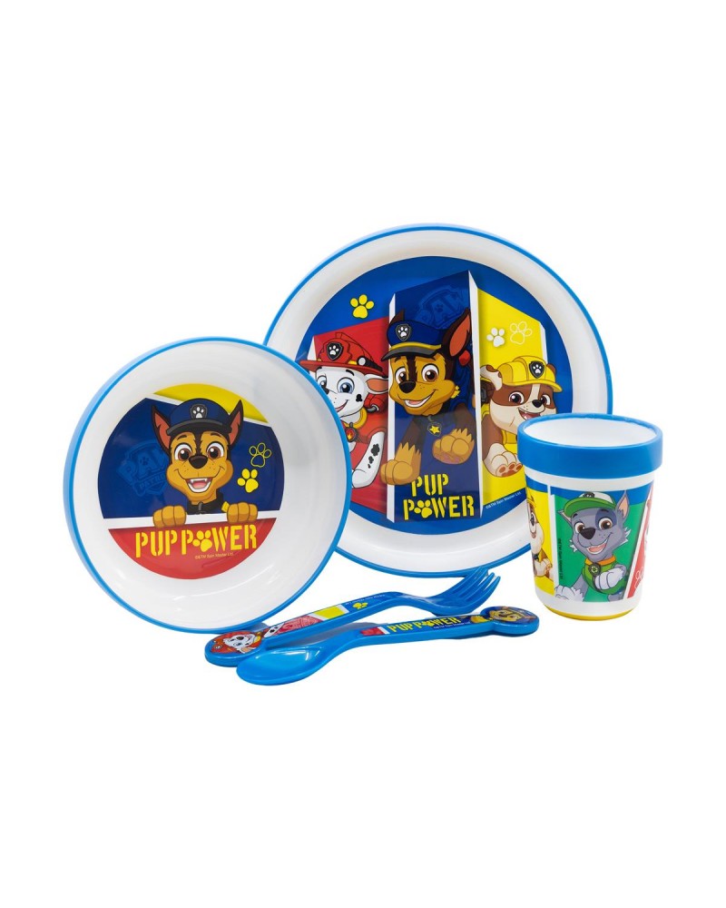 Stor: Paw Patrol - Pup 5 Pcs Non Slip Bicolor Premium Set (Plate Bowl Tumbler 260 Ml  Cutlery) (260ml) (74681)