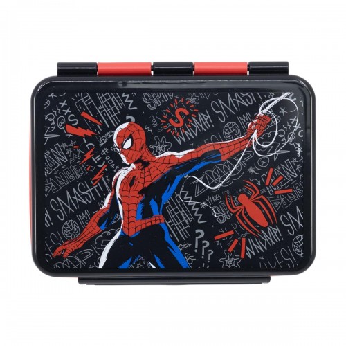 Stor Marvel: Spiderman Black Board -  Ss Clamp Rectangular Sandwich Box (1100ml) (74756)