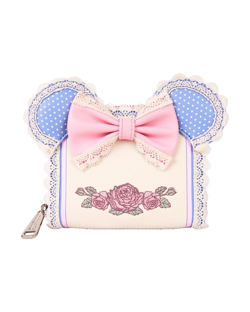 Loungefly Disney Minnie Floral And Lace Ears Zip Around Wallet (WDWA3269)