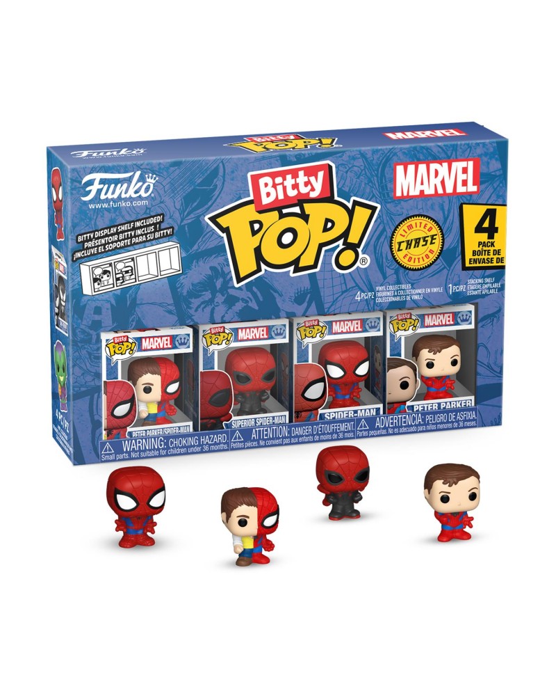 Funko Bitty Pop! 4-Pack: Spider-Man - Peter Parker - Spider-Man, Superior Spider-Man, Spider-Man, Peter Parker Vinyl Figures