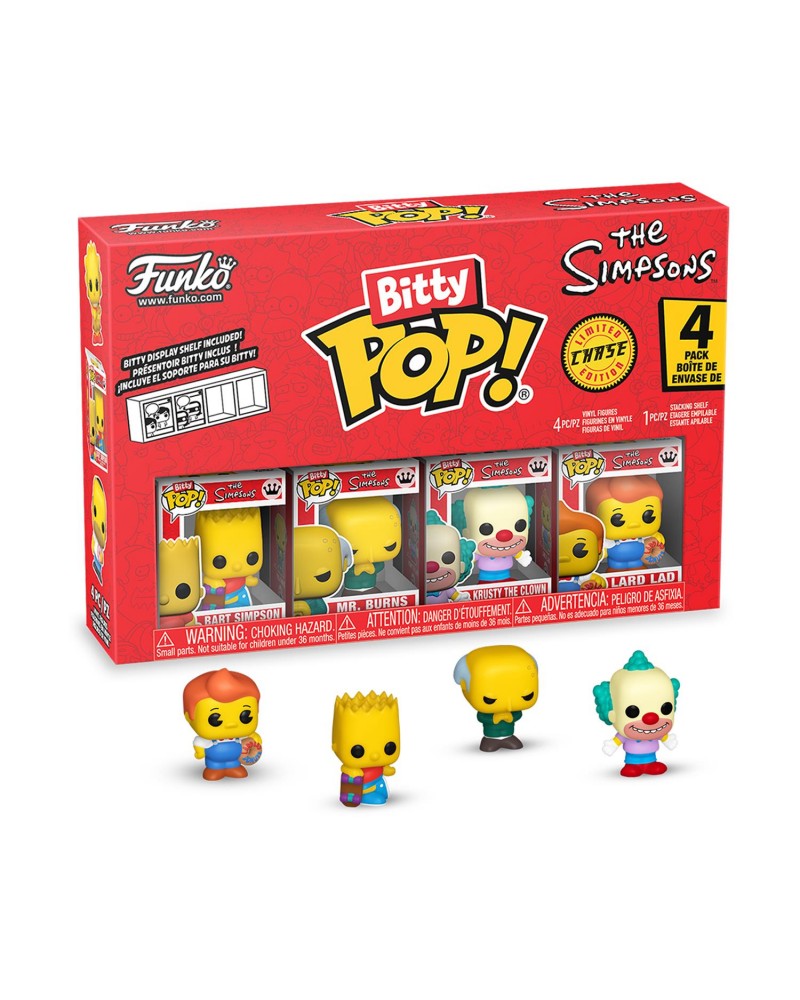 Funko Bitty Pop! 4-Pack: The Simpsons - Bart Simpson, Mr. Burns, Krusty The Clown, Lard Lad Vinyl Figures