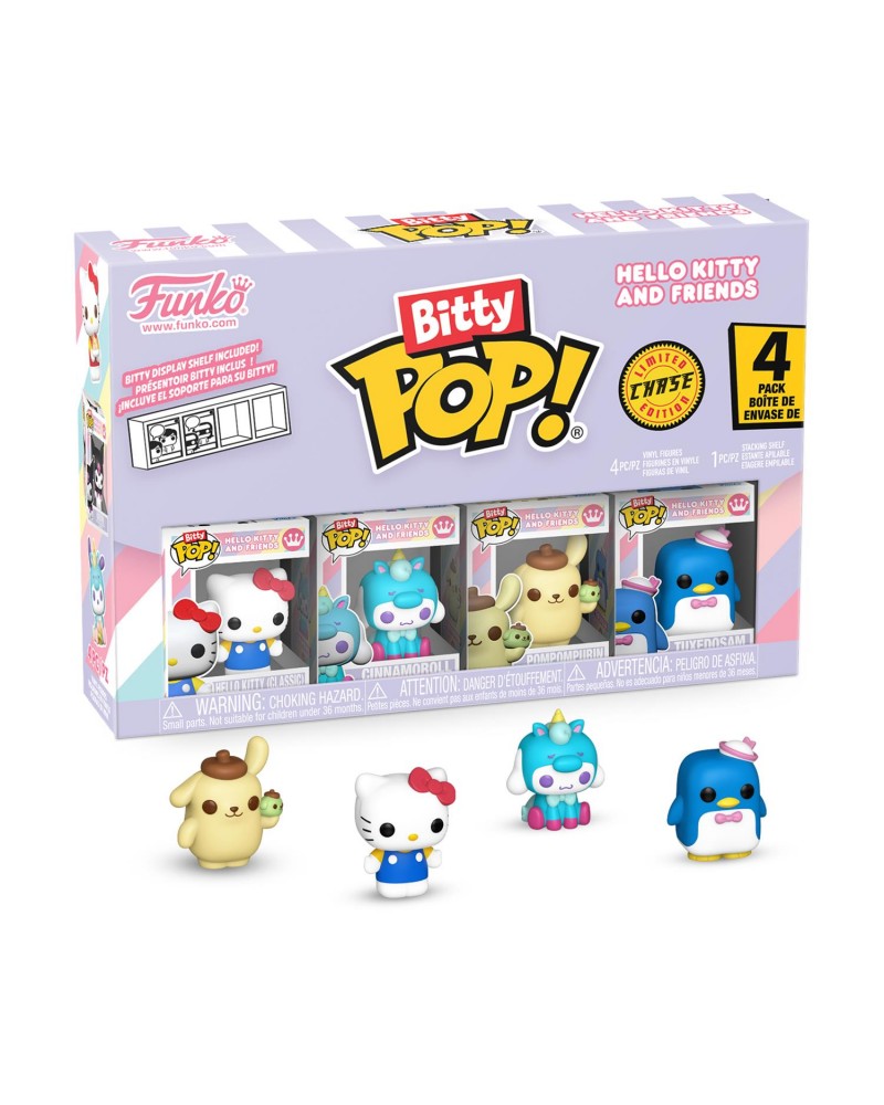 Funko Bitty Pop! 4-Pack: Hello Kitty and Friends - Hello Kitty (Classic), Cinnamoroll, Pompompurin, Tuxedosam Vinyl Figures