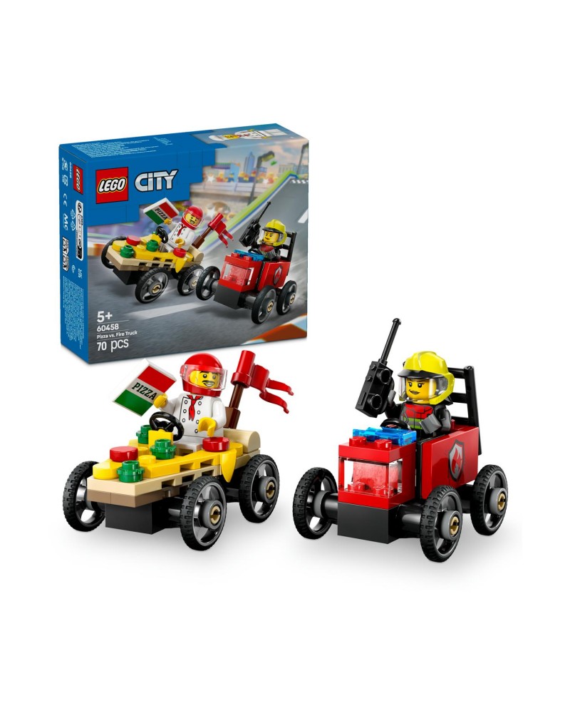 LEGO® City: Pizza vs. Fire Truck Race Car Pack (60458)