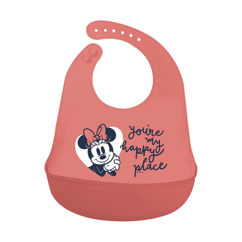 Stor: Minnie Mouse Heart Full - Toddler Silicone Bib  (10729)
