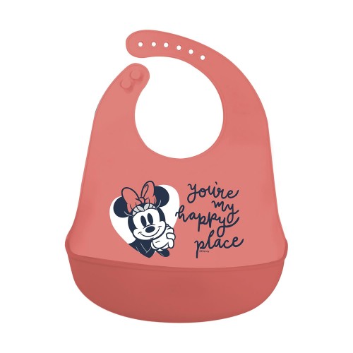 Stor: Minnie Mouse Heart Full - Toddler Silicone Bib  (10729)