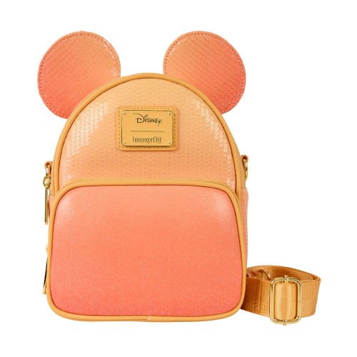 Loungefly Disney: Mickey Mouse Glitter Convertible Mini Backpack &amp; Crossbody Bag (WDTB3327)