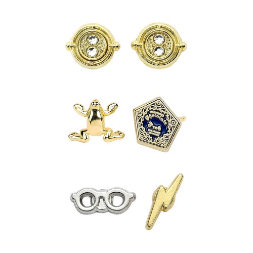 Carat Shop Harry Potter - Stud Earring Set Time Turner, Chocolate Frog, Glasses &amp; Lightning Bolt (WE0106)