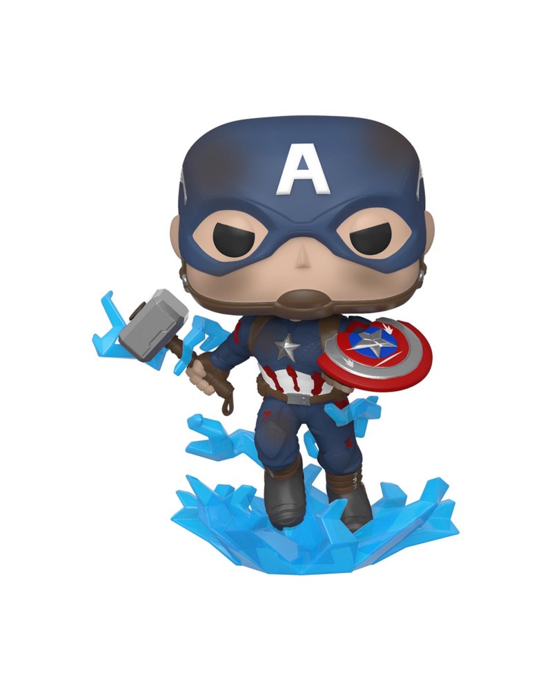 Funko Pop! Marvel: Avengers Endgame - Captain America With Broken Shield  Mjolnir #573 Bobble-Head Vinyl Figure