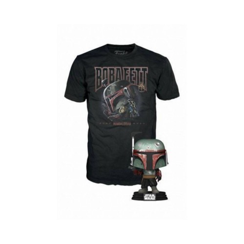 Funko Pop!  Tee (Adult): Disney Star Wars The Mandalorian - Boba Fett Bobble-Head Vinyl Figure and T-Shirt (M)