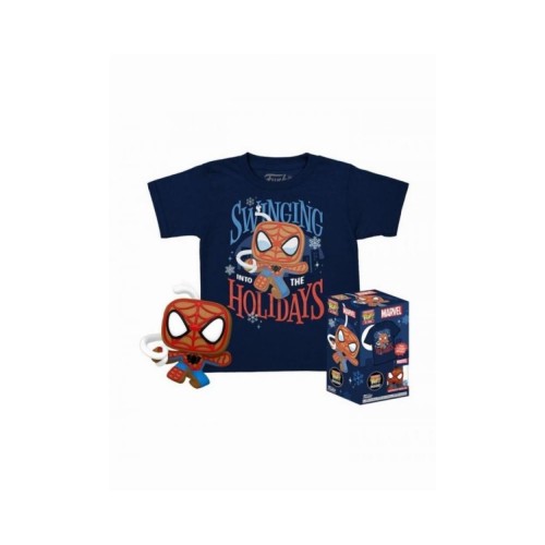 Funko Pocket Pop!  Tee (Child): Marvel - Gingerbread Spider-Man (Special Edition) Bobble-Head Vinyl Figure  T-Shirt (XL)