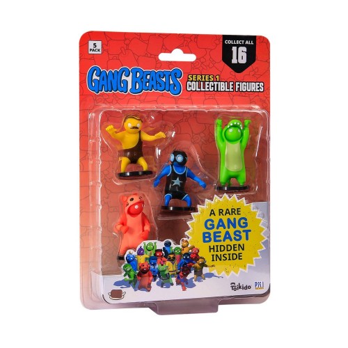 P.M.I. Gang Beasts Collectible Figures - 5 Pack -including 1 rare hidden character (S1) (Random) (GB2040)