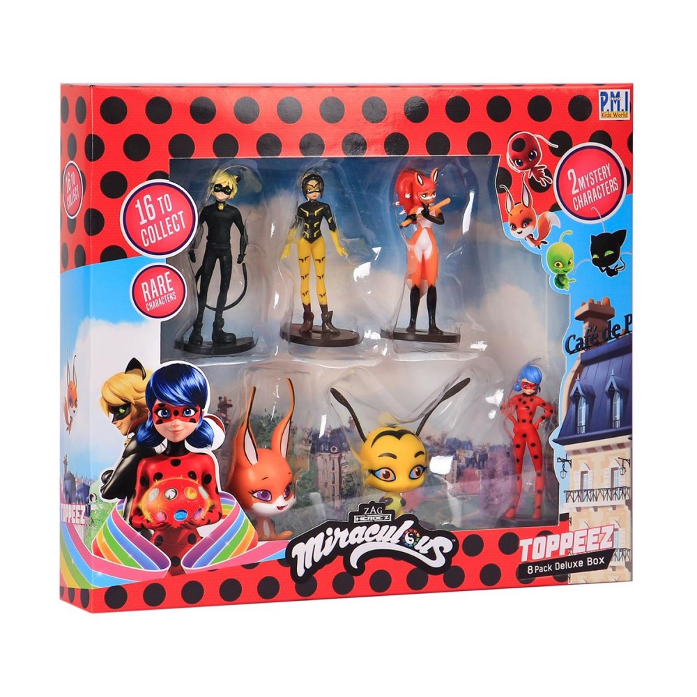 P.M.I. Miraculous Pencil Toppers - 8 Pack Deluxe Box -including 2 hidden rare characters (S1) (Random) (MLB2070)