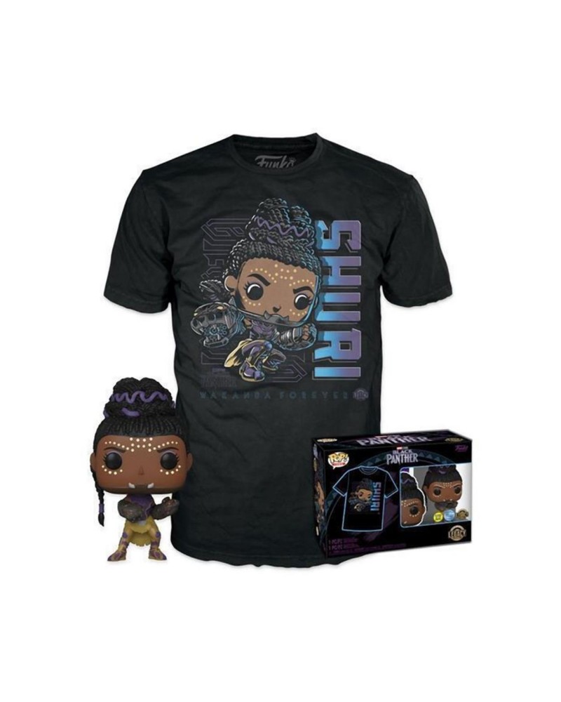 Funko Pop!  Tees (Adult): Marvel Black Panther - Shuri (Glows in the Dark) Bobble-Head Vinyl Figure  T-Shirt (L)