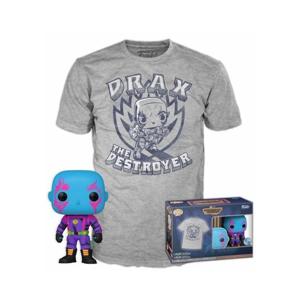 Funko Pop!  Tee (Adult): Marvel Guardians of the Galaxy - Drax (Blacklight) (Special Edition) Vinyl Figure and T-Shirt (S)