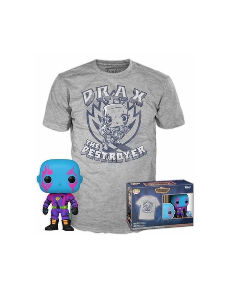 Funko Pop!  Tee (Adult): Marvel Guardians of the Galaxy Volume 3 - Drax (Blacklight) (Special Edition) Vinyl Figure and T-Shirt (M)