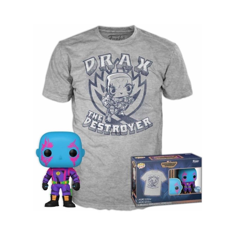 Funko Pop!  Tee (Adult): Marvel Guardians of the Galaxy Volume 3 - Drax (Blacklight) (Special Edition) Vinyl Figure and T-Shirt (XL)