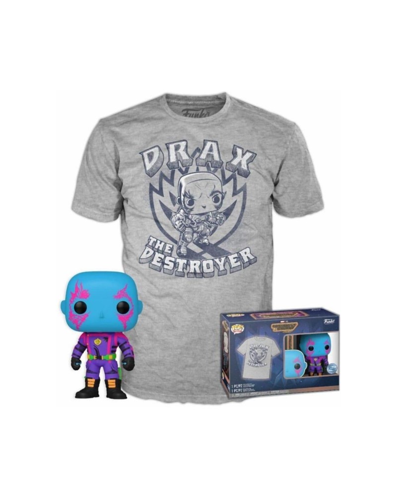 Funko Pop!  Tee (Adult): Marvel Guardians of the Galaxy Volume 3 - Drax (Blacklight) (Special Edition) Vinyl Figure and T-Shirt (XL)