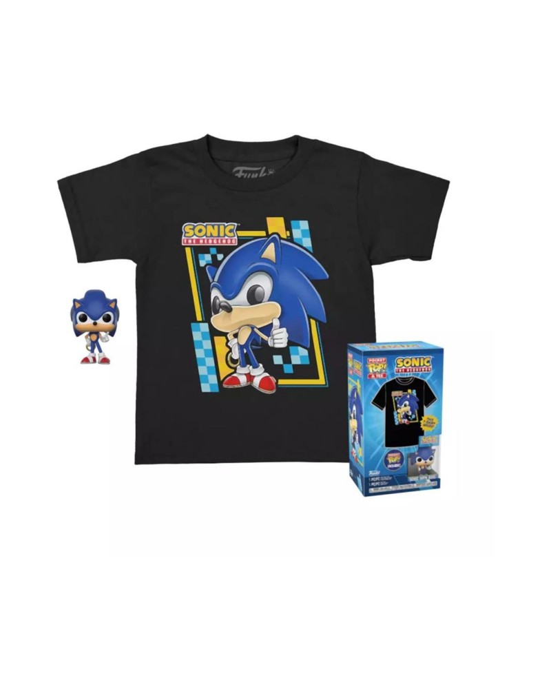 Funko Pocket Pop!  Tee (Child): Sonic (Flocked) Vinyl Figure and T Shirt (M)
