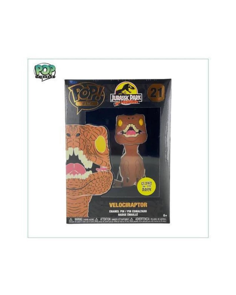Funko Pop! Jurassic Park 30th Anniversary - Velociraptor (Glows in the Dark) Large Enamel Pin