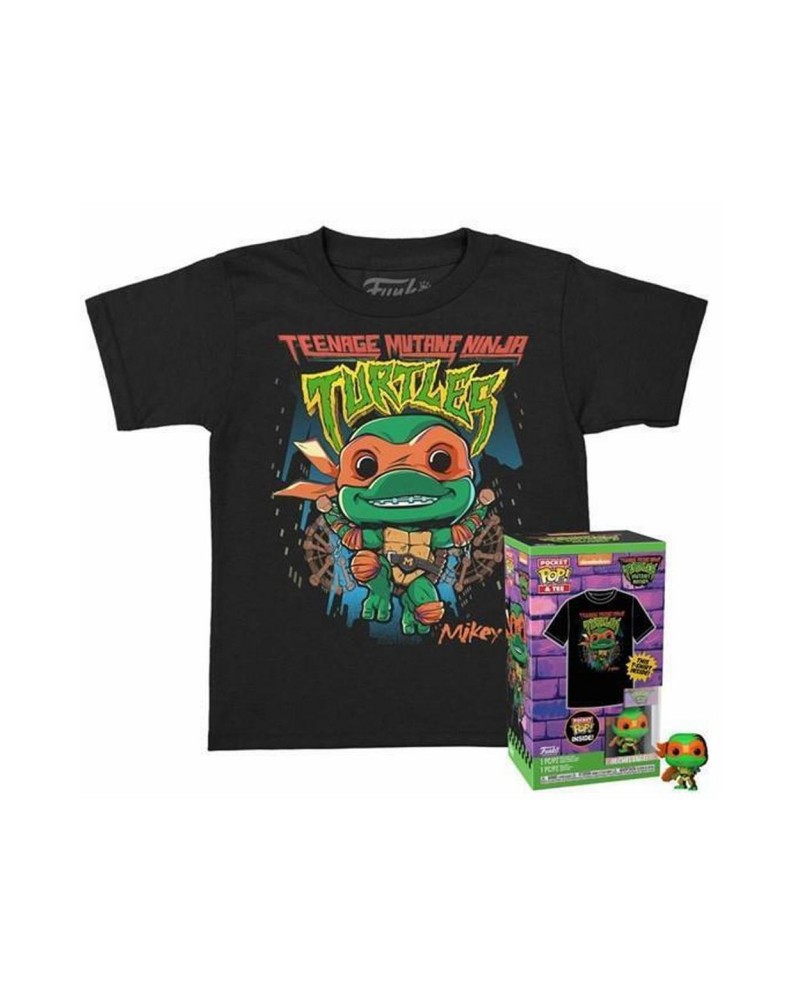 Funko Pocket Pop!  Tee (Child): Teenage Mutant Ninja Turtles Mutant Mayhem - Michelangelo Vinyl Figure and T-Shirt (L)
