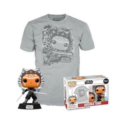 Funko Boxed Pop!  Tees (Adult): Disney Star Wars - Ahsoka Tano (Glows in the Dark) Bobble-Head Vinyl Figure  T-Shirt (S)
