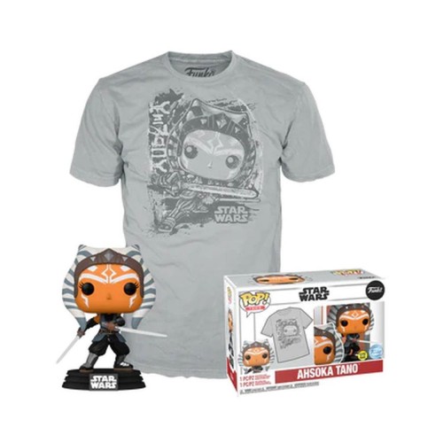 Funko Pop!  Tees (Adult): Disney Star Wars - Ahsoka Tano (Glows in the Dark) Bobble-Head Vinyl Figure  T-Shirt (M)