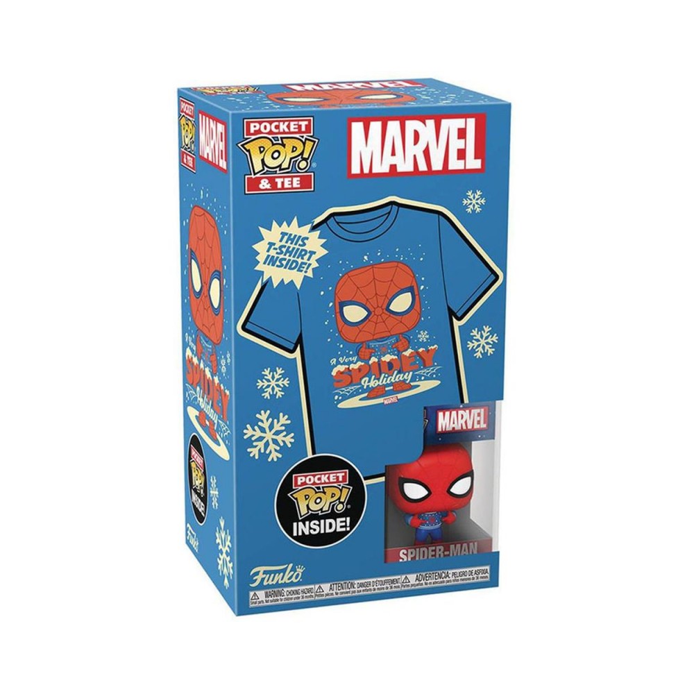 Funko Pocket Pop!  Tee (Child): Marvel - Holiday Spiderman Vinyl Figure  T-Shirt (S)