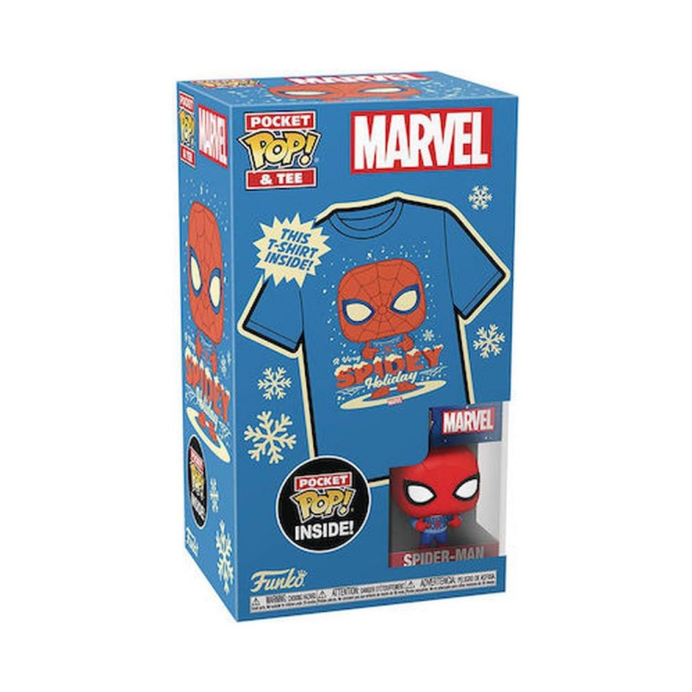 Funko Pocket Pop!  Tee (Child): Marvel - Holiday Spiderman Vinyl Figure  T-Shirt (M)