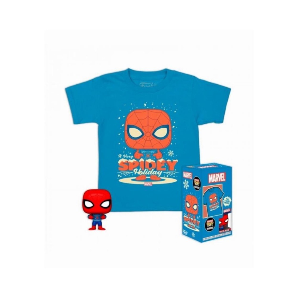 Funko Pocket Pop!  Tee (Child): Marvel - Holiday Spiderman Vinyl Figure  T-Shirt (XL)