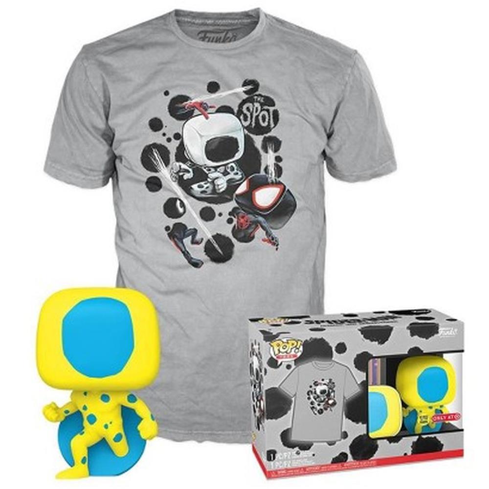 Funko Pop!  Tee (Adult) Marvel: Spider-Man Across the Spider-Verse - The Spot (Blacklight) (Special Edition) (Glows in the Dark) Bobble-Head Vinyl Figure and T-Shirt (S)