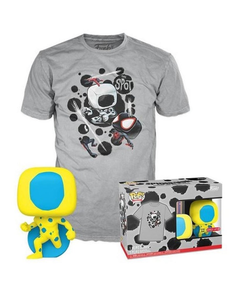 Funko Pop!  Tee (Adult) Marvel: Spider-Man Across the Spider-Verse - The Spot (Blacklight) (Special Edition) (Glows in the Dark) Bobble-Head Vinyl Figure and T-Shirt (L)