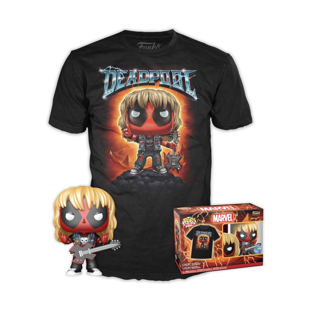 Funko Pop!  Tees (Adult): Deadpool - Heavy Metal Vinyl Figure  T-Shirt (L)