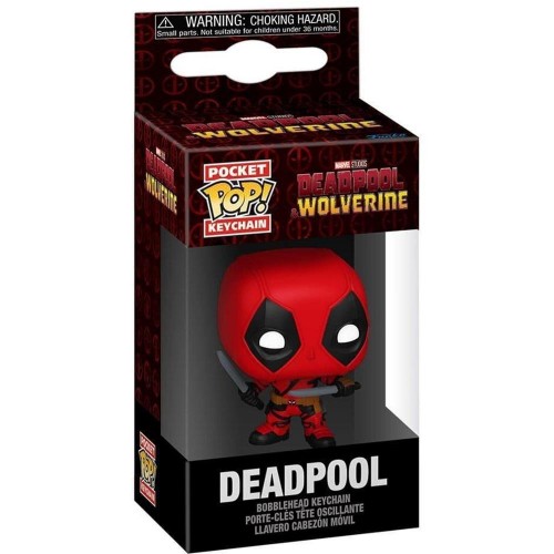 Funko Pocket Pop! Marvel: Deadpool &amp; Wolverine - Deadpool Bobble Head Vinyl Figure Keychain