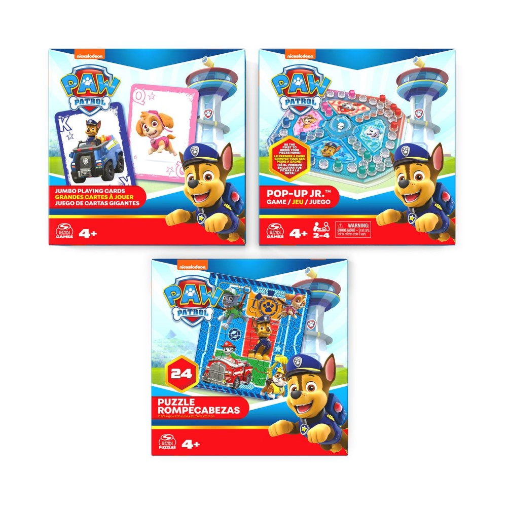 Spin Master Paw Patrol: Game Bundle - Jumbo Cards, Pop-Up Game, 24-Piece Puzzle (6066829)